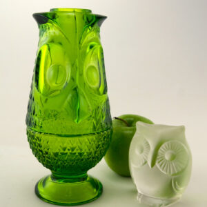 Green Glass Owl Fairy Light by Viking Art Glass