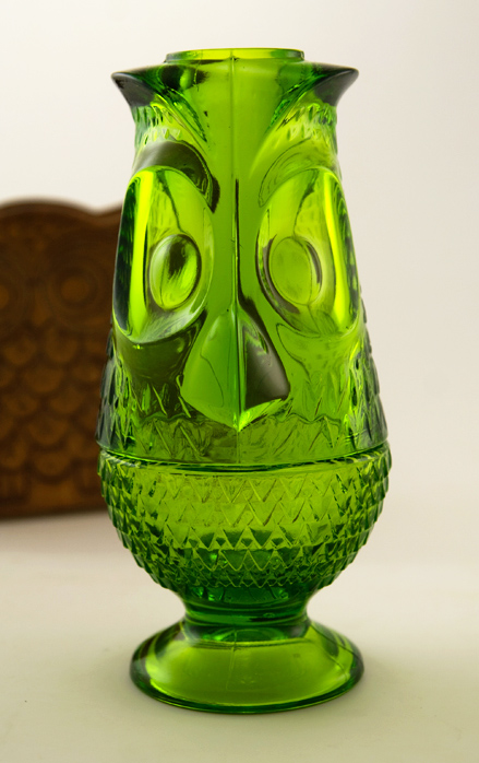 Green Glass Owl Fairy Light by Viking Art Glass - Image 3