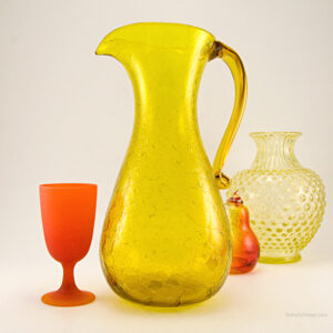 Vintage Blenko Handmade Crackle Glass Beverage Pitcher