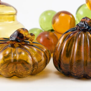Vintage Blown Crackle Glass Large Gourd Figurine Set