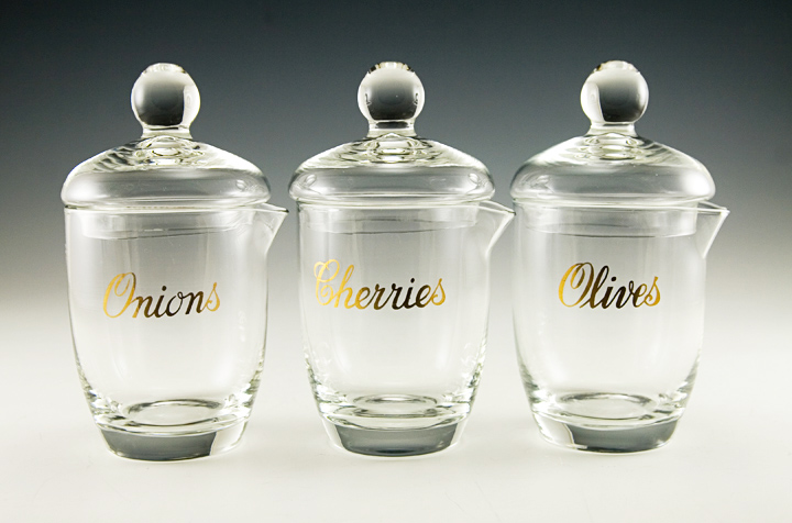 Vintage Blown Glass Bar Condiment Jars