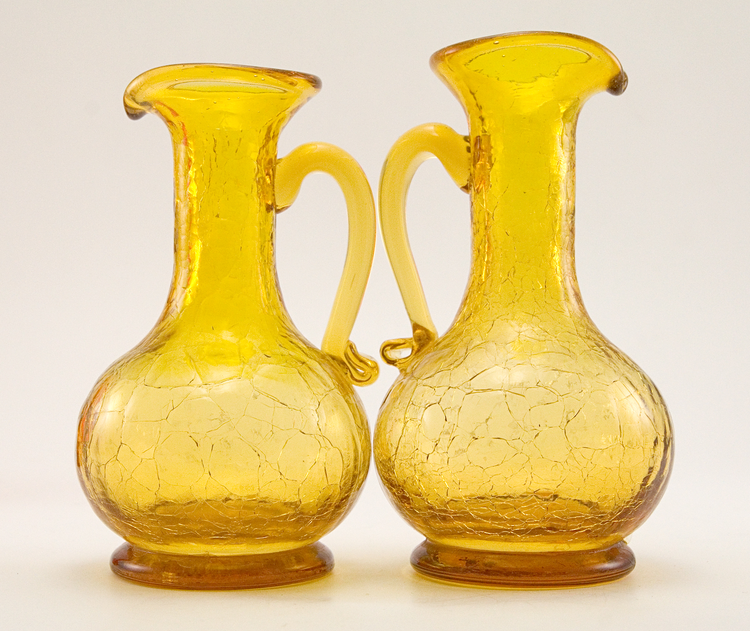 Vintage Glass Cruets in Amber Crackle by Kanawha - Image 5