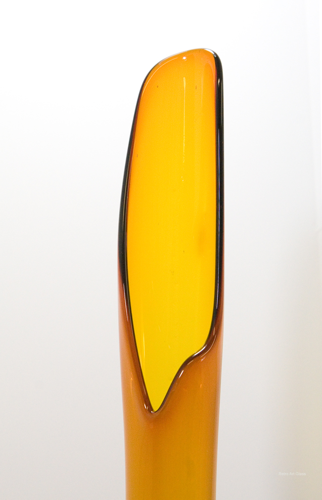 Retro Glass Floor Vase in Dark Amber