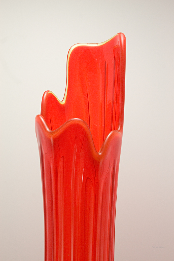 Retro Glass Floor Vase in Persimmon 1960 - 1970