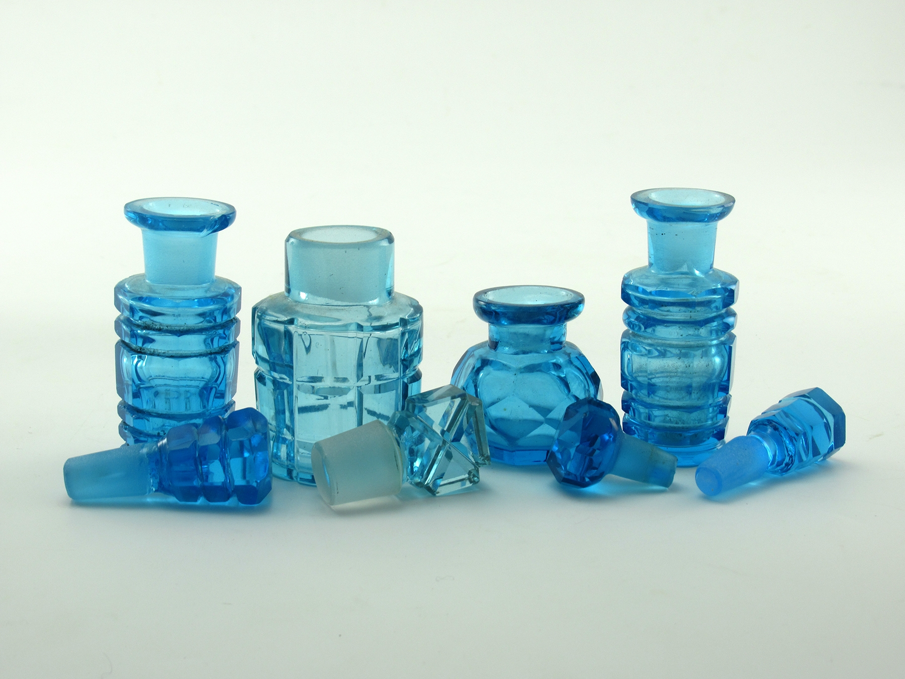 Antique French Glass Scent Bottles Set of Four - Image 5