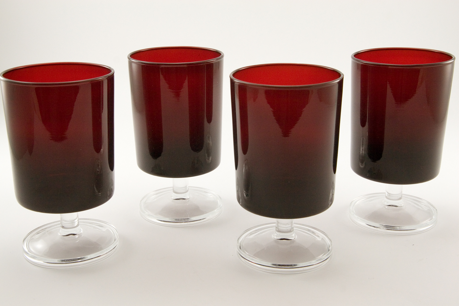 Vintage Ruby Glass Goblets From France Set of 4