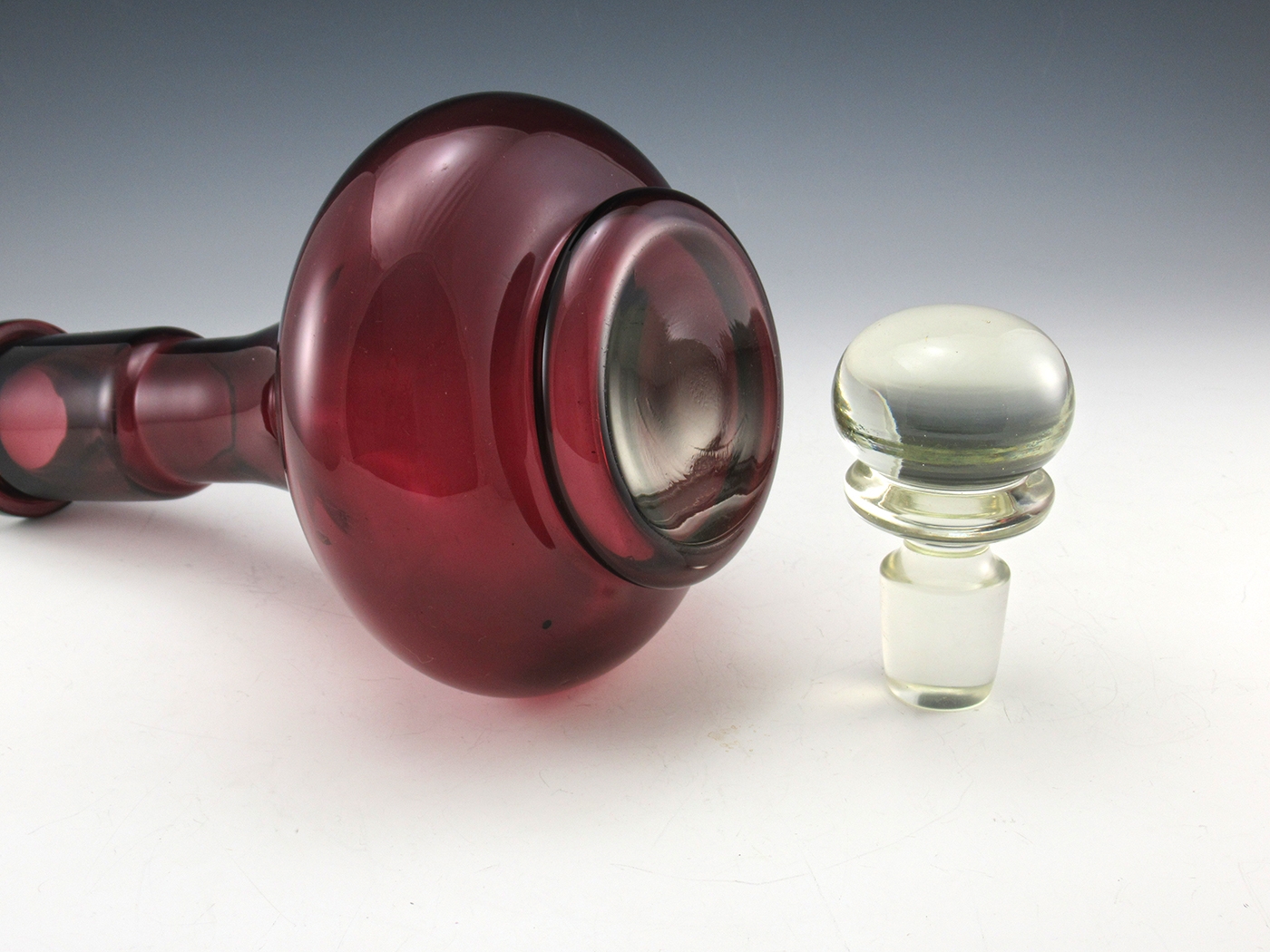 Blown Glass Decanter in Amethyst with Crystal Ball Stopper - Image 3
