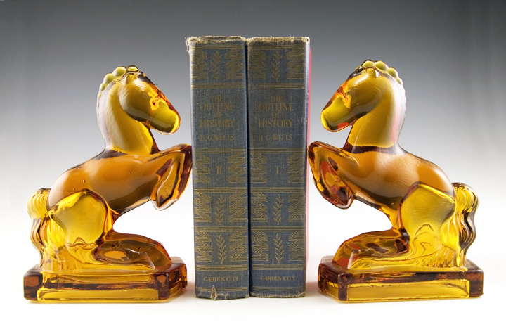 Glass Horse Bookends Depression Glass - Image 3