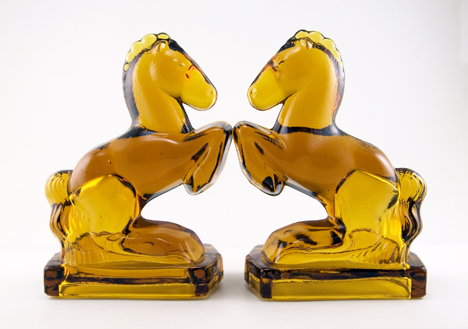 Glass Horse Bookends Depression Glass