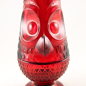 Vintage Glass Owl Candle Glimmer in Ruby
