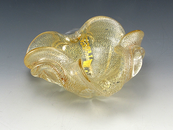 Gold Leaf Venetian Art Glass Occasional Bowl - Image 3