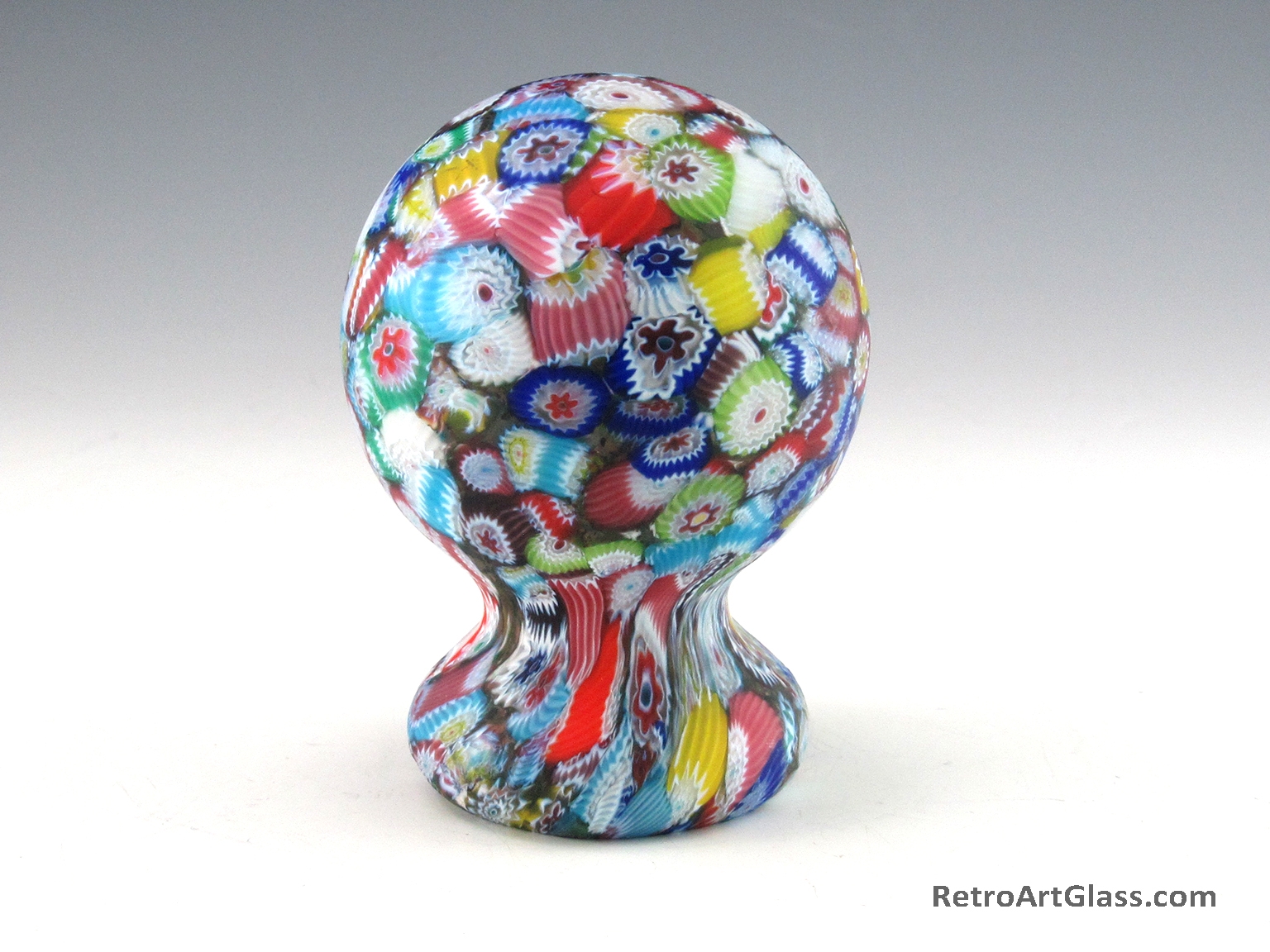 Vintage Italian Close-Pack Millefiori Art Glass Pedestal Paperweight