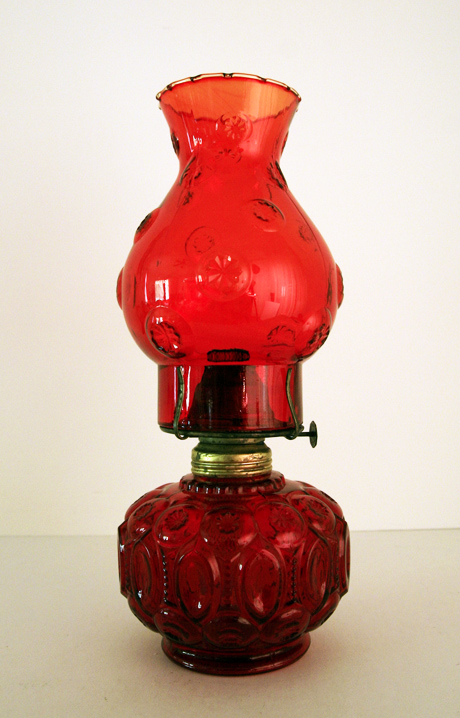 Vintage Moon & Star Glass Oil Lamp