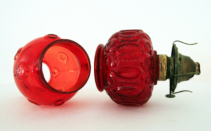 Vintage Moon & Star Glass Oil Lamp - Image 2