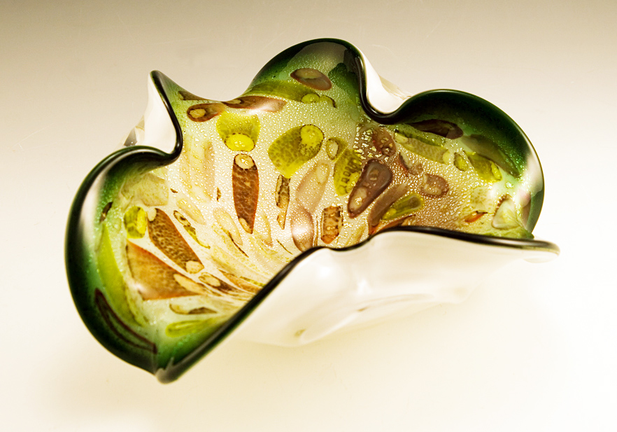 Vintage Cane Decor Bowl by Murano Art Glass
