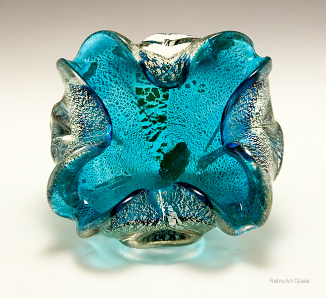 Vintage Murano Art Glass in Turquoise and Silver - Image 2