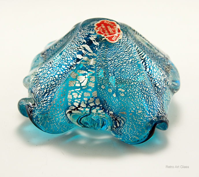 Vintage Murano Art Glass in Turquoise and Silver - Image 4