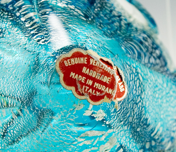 Vintage Murano Art Glass in Turquoise and Silver - Image 3