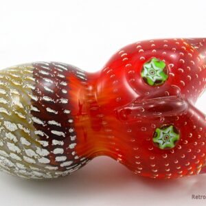 Murano Art Glass Owl with Millefiori Eyes, Silver Leaf and Trapped Bubbles