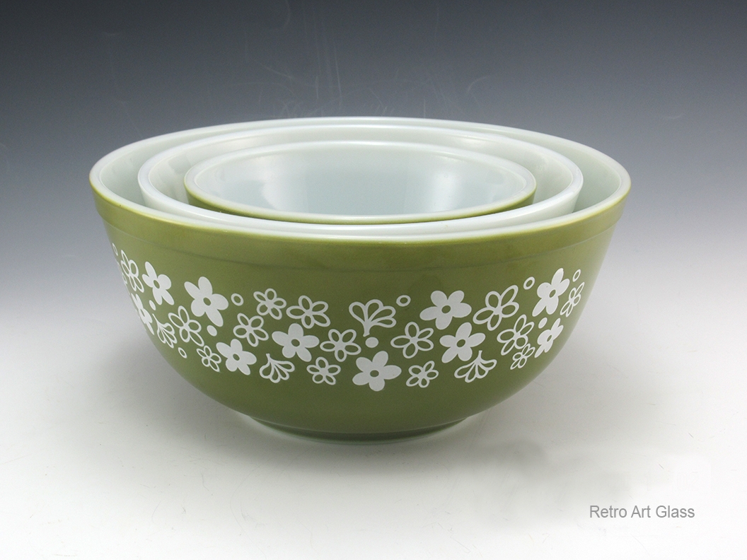Vintage Pyrex Mixing Bowls Spring Blossom Crazy Daisy 401, 402, 403