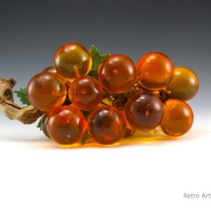 Vintage Orange Lucite Grape Log on Driftwood Near New Condition