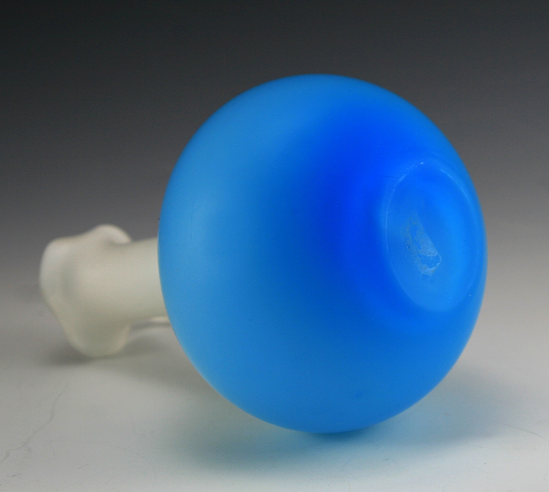 Art Glass Ewer Satin Blueberry and Cream Handblown - Image 2