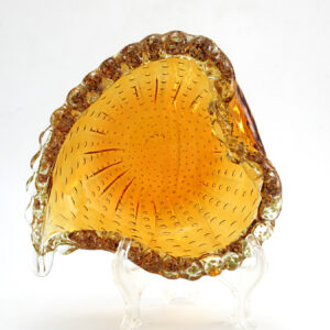 Mid-Century Venetian Art Glass Bubbles and Gold Bowl