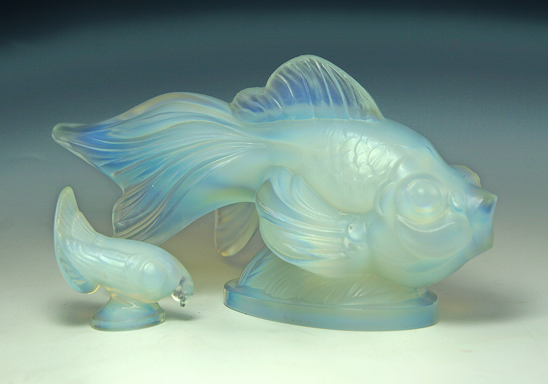 Sabino Art Glass Opalescent Oriental Goldfish Signed Paris Pre WWII - Image 3