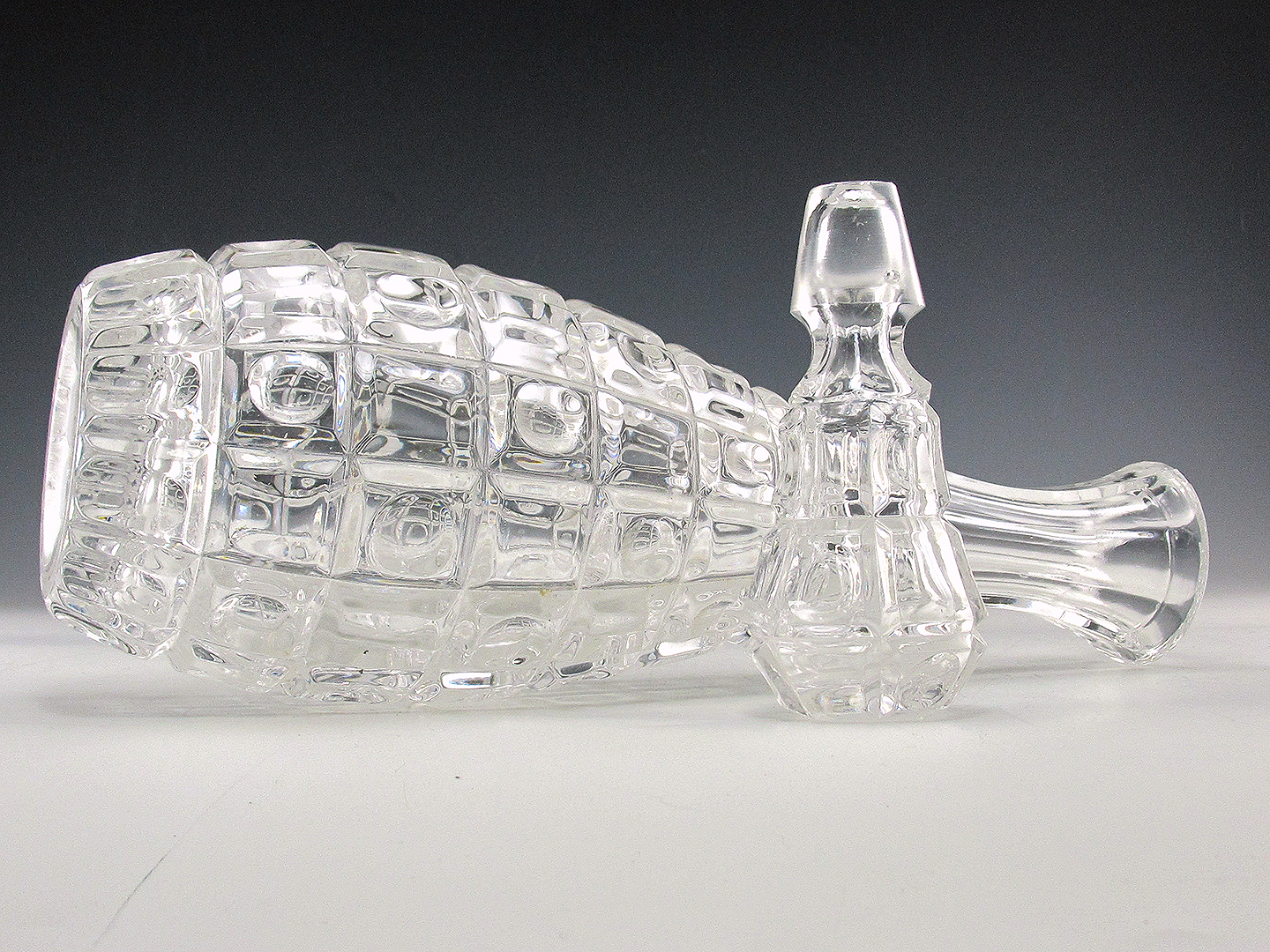 Antique Crystal Decanter Block Thumbprint Pattern Grand Size - Image 6
