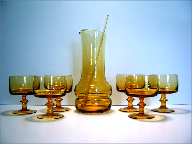 Retro Mod Blown Glass Cocktail Set