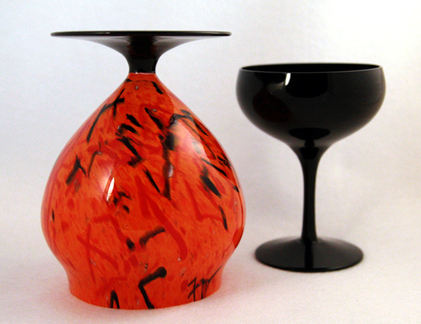 Bohemian Czech Tango Confetti Glass Footed Vase - Image 6