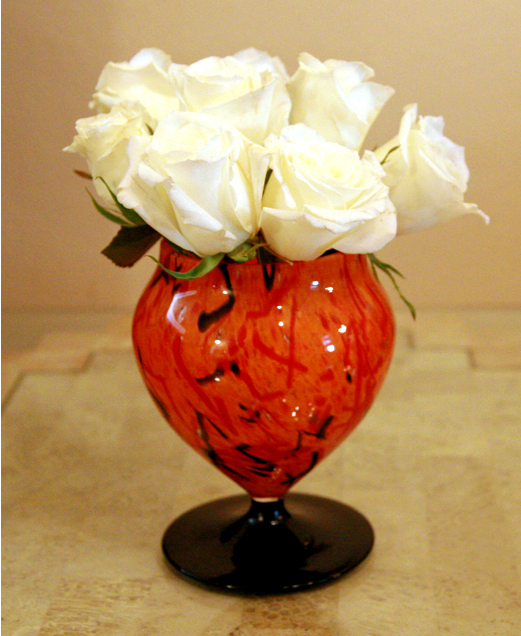 Bohemian Czech Tango Confetti Glass Footed Vase - Image 3