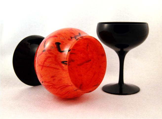Bohemian Czech Tango Confetti Glass Footed Vase - Image 5