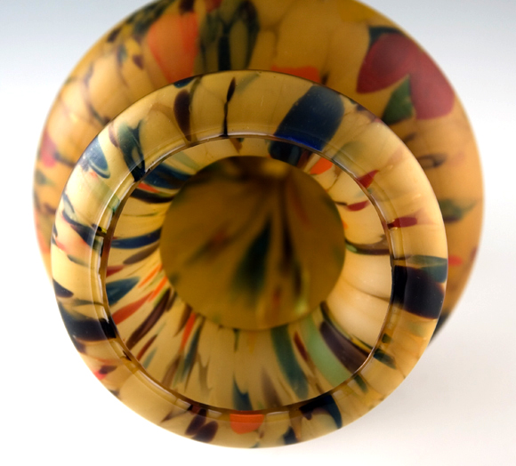 Large Bohemian Glass Mottled Satin Urn Vase - Image 2