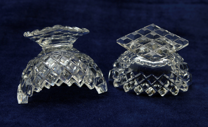 Brilliant Diamond Waffle Cut Crystal Salt Cellar Set - Image 2