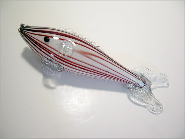 Candy Striped Fish Figurine Romanian Art Glass - Image 2
