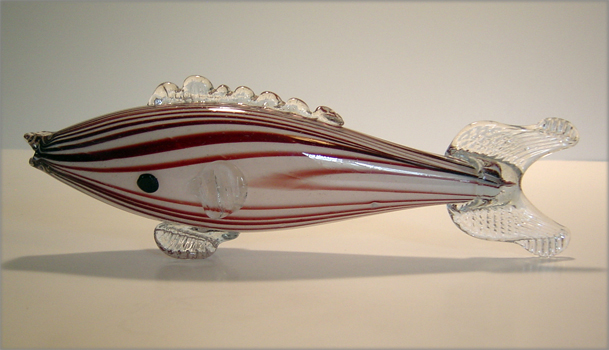 Candy Striped Fish Figurine Romanian Art Glass - Image 3