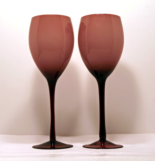 Cased Amethyst Italian Art Glass Wine Stems