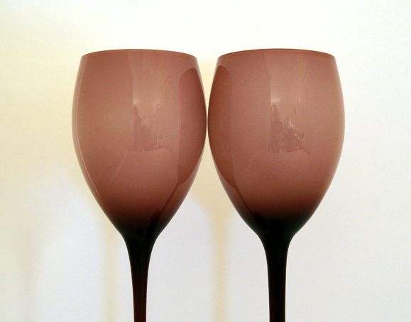 Cased Amethyst Italian Art Glass Wine Stems - Image 3