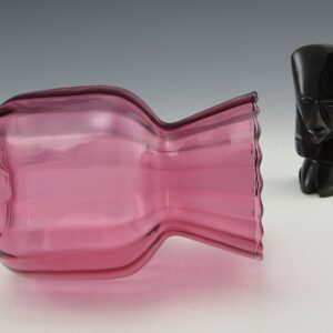 Vintage Bulb Vase Optic Cranberry Glass by Pilgrim USA