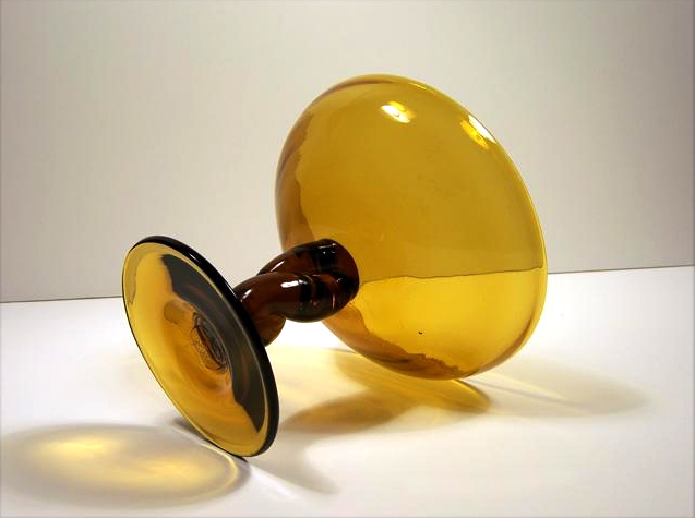 Dark Amber Twisted Stem Vintage Glass Compote by Blenko - Image 4