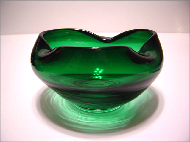 Vintage Green Glass Rose Bowl