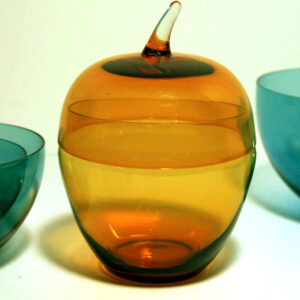 Hand Blown Apple Jar with Lid