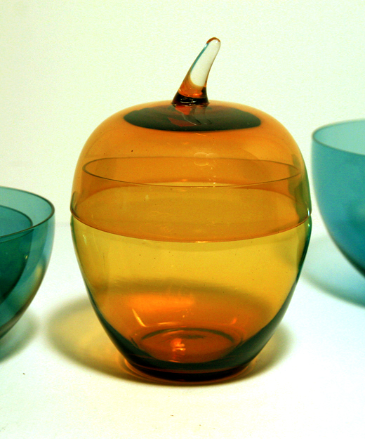 Hand Blown Apple Jar with Lid