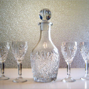 Depression Crystal Decanter with Wine Glasses Set