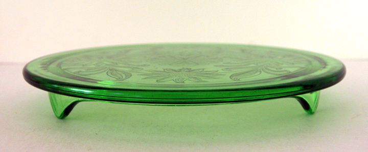 Depression Vaseline Glass Cake Plate by Jeannette - Image 3