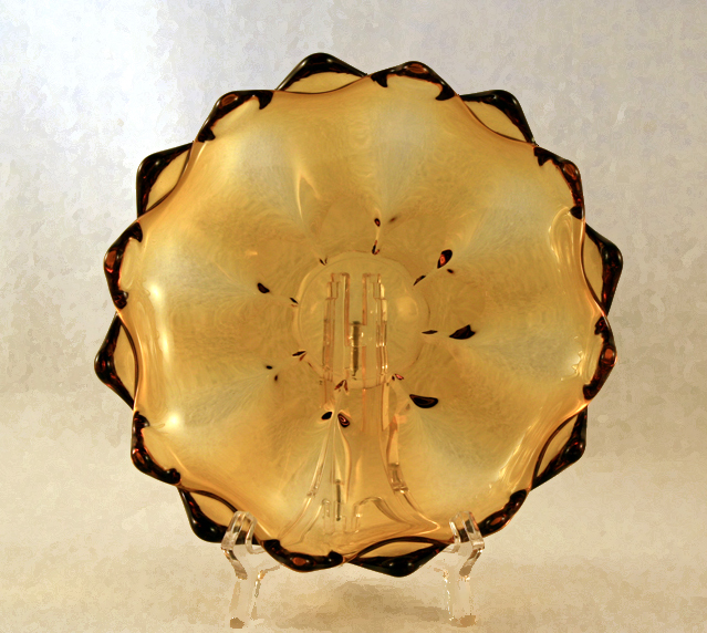 Elegant Glowing Amber Art Glass Bowl