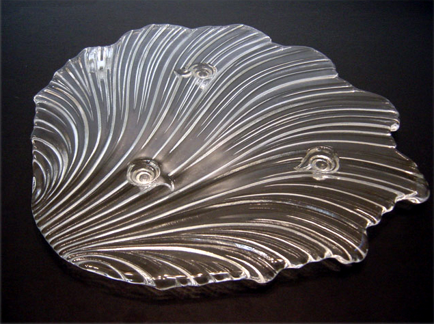 Feather Plume Art Glass Cake Plate