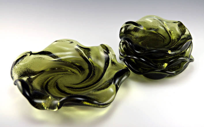 Fenton Art Glass Colonial Swirl low bowl set of four