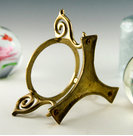 Butterfly And Flower Art Glass Paperweight With Brass Stand - Image 5